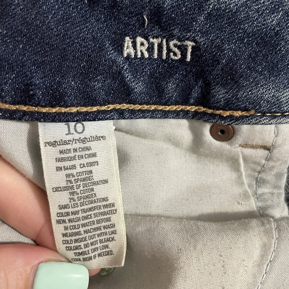American Eagle Jeans Womens Size 10 Artist Low Rise Dark Wash Blue Denim Stretch - Picture 3 of 8